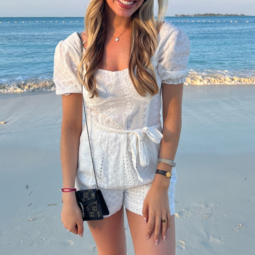 white blank NYC floral romper